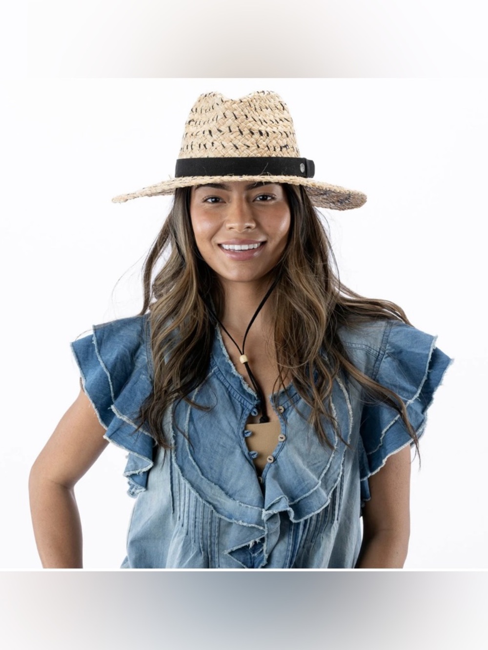 Pistil Skiff Sun Hat - Braided Raffia Sun Hat with Suede Hat Band - Picture 3 of 15